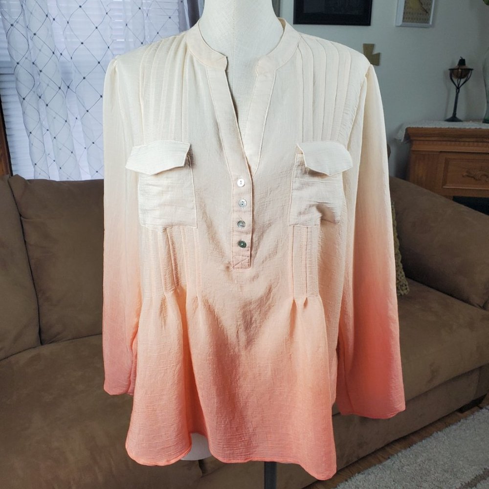 Patchington Ombre Coral Tunic Top Size XL
